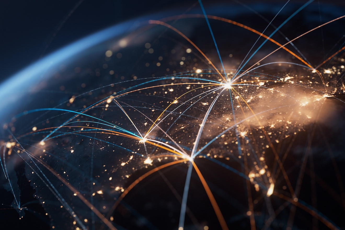 Global Network - USA, United States Of America, North America - Global Business, Flight Routes, Connection Lines